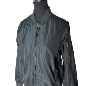 TRIPLE FIVE SOUL NYC Black Long Bomber Style Jacket Knee Length Size Medium